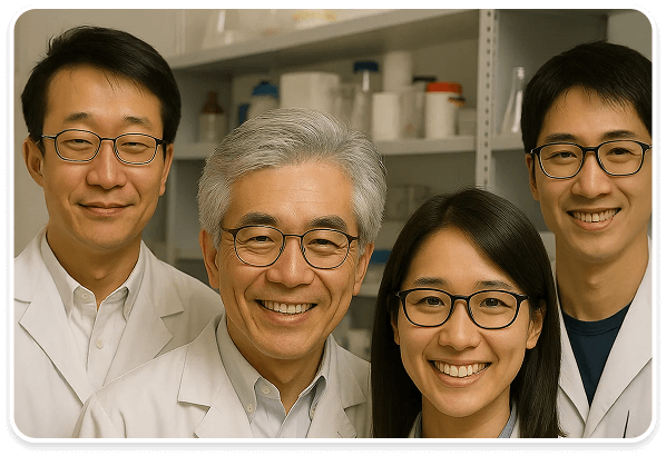 Photo of professor and his team