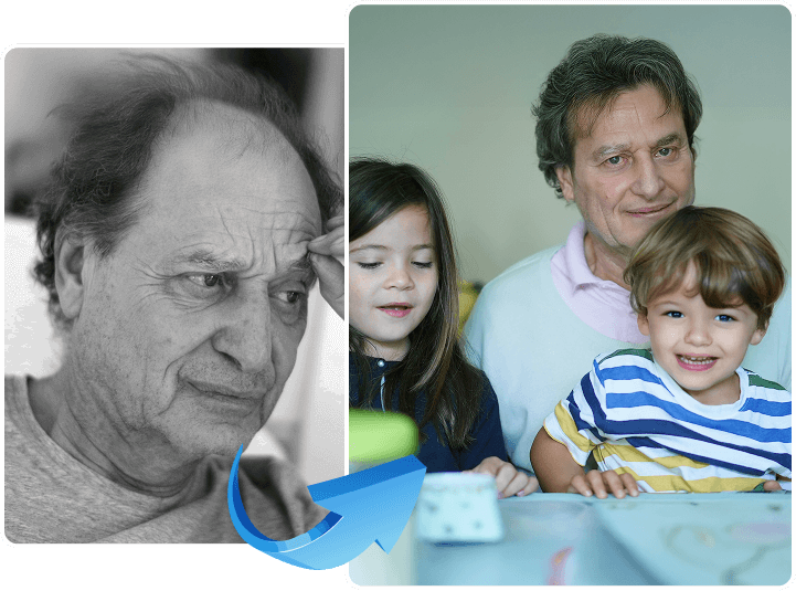 a photo before and after treatment