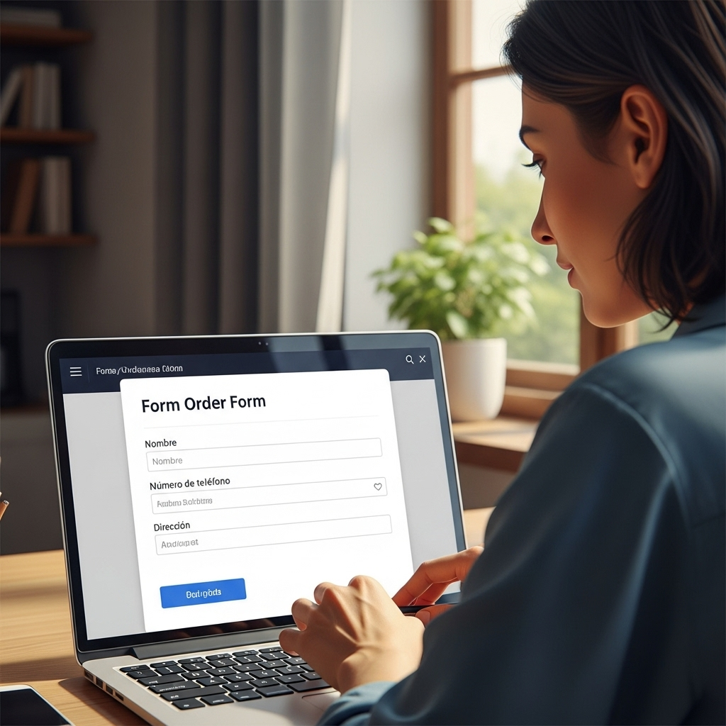 Completando formulario en laptop