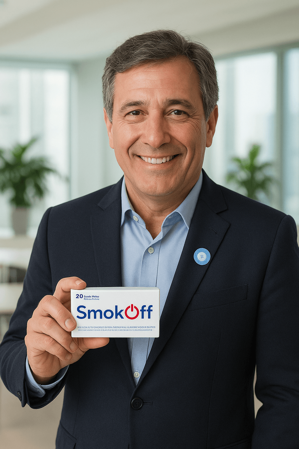 Hombre presentando SmokOff