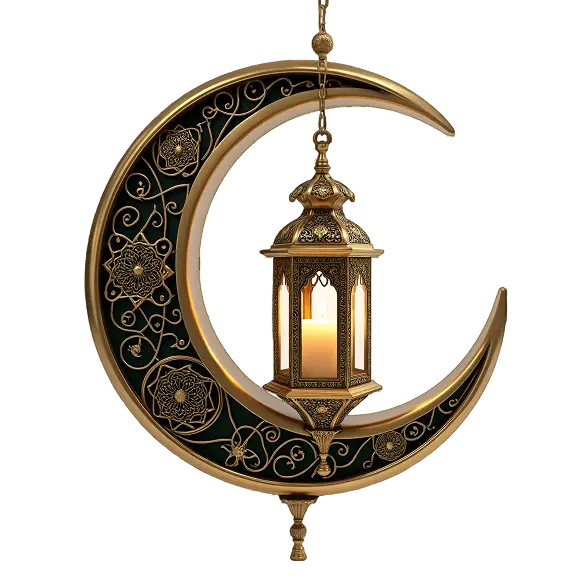 Decorative moon with lantern